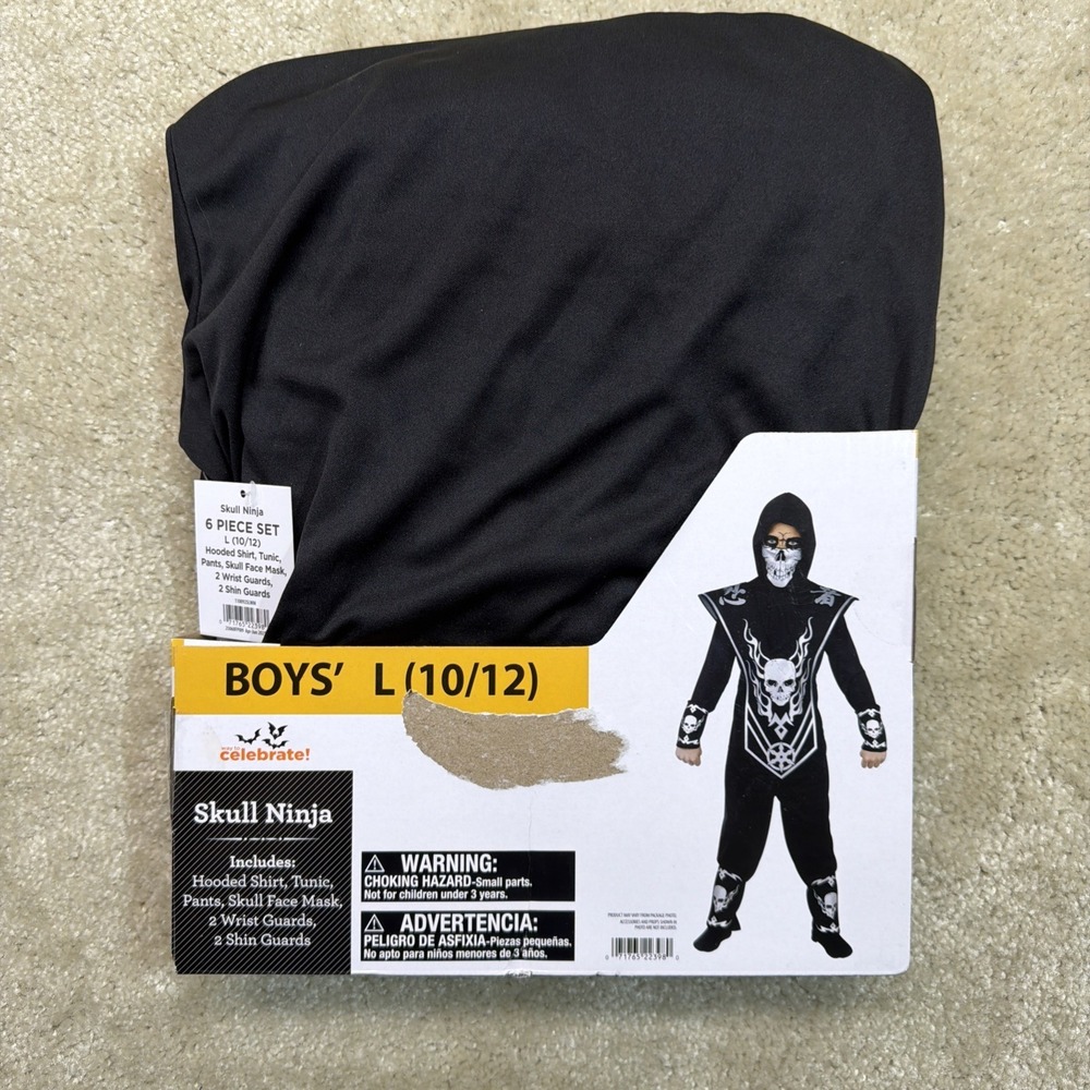 Fun World Silver Skull Ninja Halloween Costume Multicolor Size Boys L (10/12)